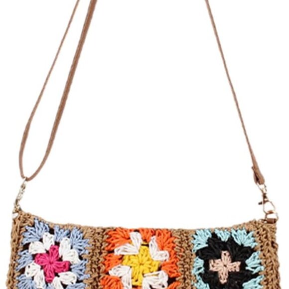 Sustainable Woven Crossbody Bag with Floral Design - Ideal for Beach Vacations - Picture 8 of 9
